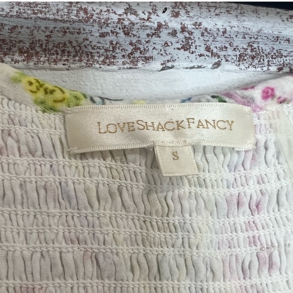 love shack fancy Violet Drop Waist Shirred mini dress is magic light - Picture 3 of 3